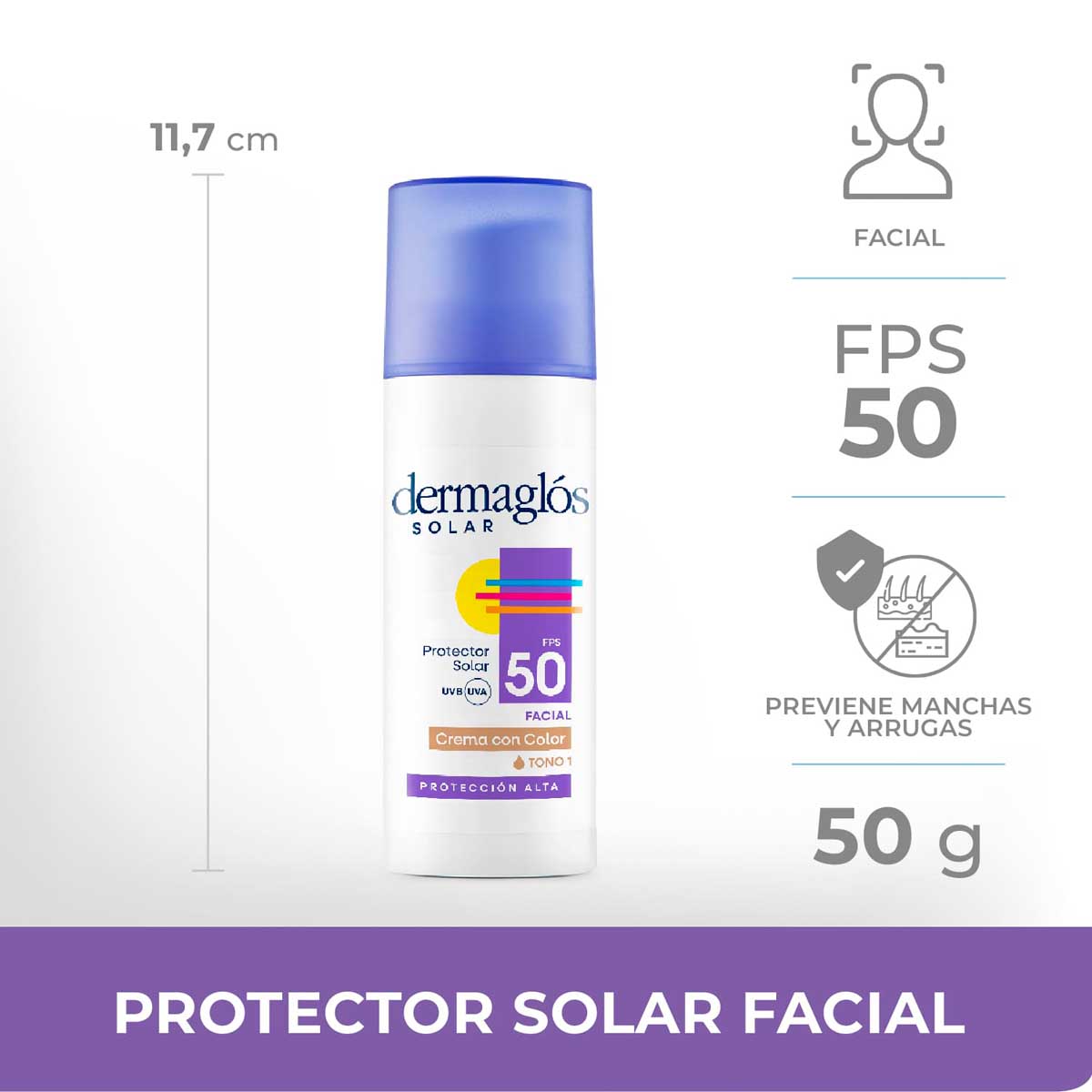 Protector Solar Facial Tono Claro FPS50+